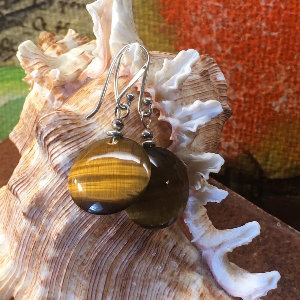Sterling silver tiger’s eye earrings & Lucky Brand bracelet - Picture 3 of 7